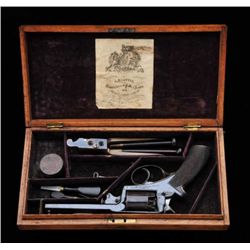 Adams patent revolver number 22862, approx.  11-1/2mm or .45 caliber, blue finish,  checkered wood g