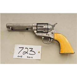 Colt Single Action Army revolver, .44-40  caliber, 4-3/4” etched barrel, New York style  engraved, g