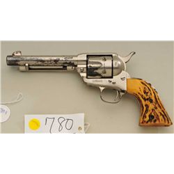 Colt Single Action Army revolver, .45  caliber, 5-1/2” barrel, factory nickel  finish, old aged stag