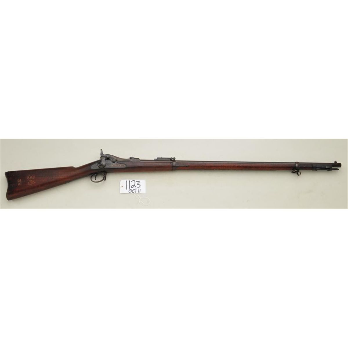 Springfield model 1888 trapdoor rifle with ramrod bayonet. All features ...