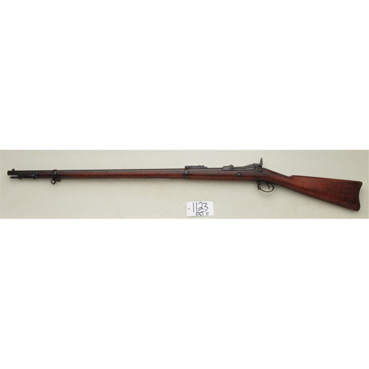 Springfield model 1888 trapdoor rifle with ramrod bayonet. All features ...