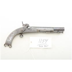 Scottish style percussion pistol, lock signed  Mortimer. All metal, finely engraved, silver  plated,