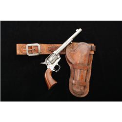 Early Colt Single Action Army revolver, .45  cal, 7-1/2" barrel, nickel finish, varnished  wood grip