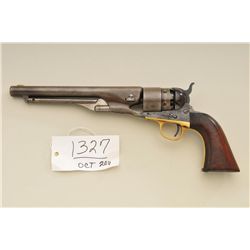 Colt model 1860 Army revolver, .44 caliber  percussion, 8” barrel, brown patina finish,  traces of c