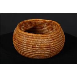 Mission basket, approx. 6” across center,  3-1/4” deep, bowl shape. Good color,  geometric designs, 