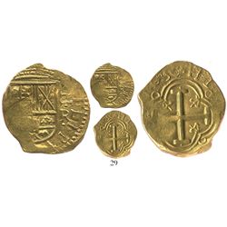 Bogota, Colombia, cob 2 escudos, 1650/49R, rare.