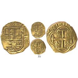 Bogota, Colombia, cob 2 escudos, 1661R, rare, unspecified salvage.