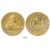 Image 1 : Santiago, Chile, bust 8 escudos, Ferdinand VI, 1750J, from the Luz (1752).