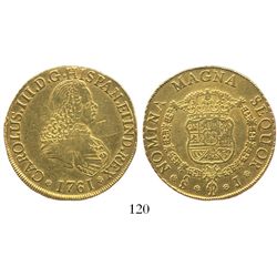 Santiago, Chile, bust 8 escudos, Charles III, 1761J.