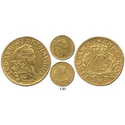 France (Bordeaux mint), louis d'or, Louis XV, 1724-K, from Le Chameau (1725).