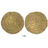 Image 1 : London, England, unite (20 shillings), Charles I (4th bust), mintmark harp (1632-33).