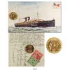 Image 1 : London, England, sovereign, George V, 1914, from the Egypt (1922), with contemporary postcard showin