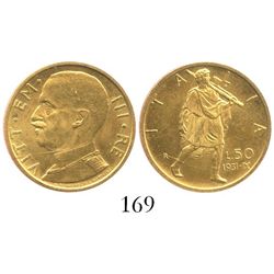 Italy (Kingdom), 50 lire, Vittorio Emanuele I, 1931, year IX, Rome mint.