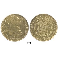 Mexico City, Mexico, bust 8 escudos, Charles III, 1776FM.