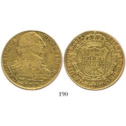 Madrid, Spain, bust 8 escudos, Charles III, 1775PJ.