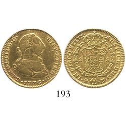 Madrid, Spain, bust 2 escudos, Charles III, 1776PJ.