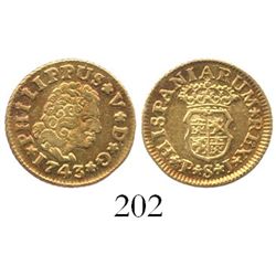 Seville, Spain, bust 1/2 escudo, Philip V, 1743PJ.
