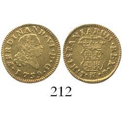 Madrid, Spain, bust 1/2 escudo, Ferdinand VI, 1759J.