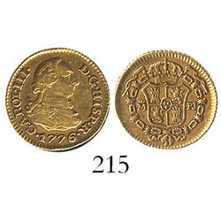 Madrid, Spain, bust 1/2 escudo, Charles III, 1776PJ.