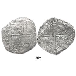 Potosi, Bolivia, cob 8 reales, Philip III, assayer M, Grade 2 (estimated), certificate and tag missi