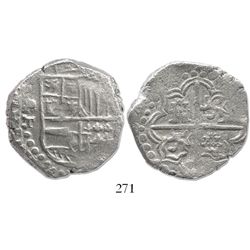 Potosi, Bolivia, cob 8 reales, Philip III, assayer T, Grade 1 (estimated), certificate and tag missi