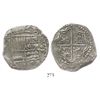 Image 1 : Potosi, Bolivia, cob 8 reales, Philip III, assayer not visible, upper half of shield and quadrants o
