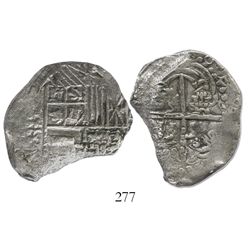 Potosi, Bolivia, cob 8 reales, (162)0T, quadrants of cross transposed, Grade 3 (estimated), with ori