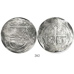 Mexico City, Mexico, cob 8 reales, Philip III, assayer A, Grade 1.