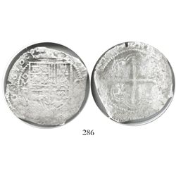 Mexico City, Mexico, cob 8 reales, 1618F, Grade 3, very rare.