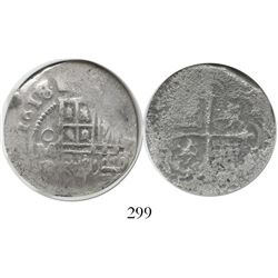 Mexico City, Mexico, cob 4 reales, 1618/7D, Grade 2, very rare.