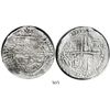 Image 1 : Potosi, Bolivia, cob 8 reales, Philip III, assayer R (curved leg), Grade 1.