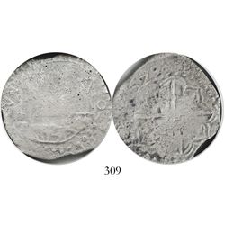 Potosi, Bolivia, cob 8 reales, (1)620T, backwards mintmark, Grade 2.