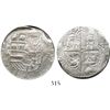 Image 1 : Potosi, Bolivia, cob 4 reales, Philip III, assayer RL (curved leg), Grade 1.