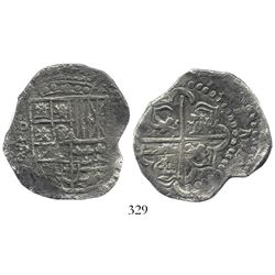 Potosi, Bolivia, cob 8 reales, (1622-3)P, quadrants of cross transposed, rare as from this wreck, wi