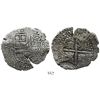 Image 1 : Potosi, Bolivia, cob 8 reales, (1)650O, with arms countermark at edge on cross side.