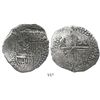 Image 1 : Potosi, Bolivia, cob 8 reales, (1649-51)O, with crowned-.F. countermark on shield.
