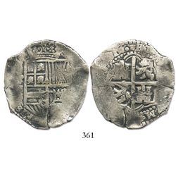 Potosi, Bolivia, cob 8 reales, (165)1E, no countermark (rare).
