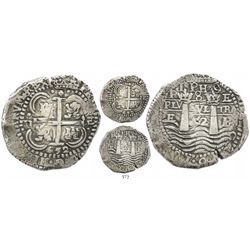 Potosi, Bolivia, cob 8 reales, 1652E, post-transitional (Type VIII/B), 1-PH-6 at top.