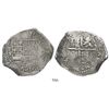 Image 1 : Potosi, Bolivia, cob 8 reales, 165(1-2)E, distinctive 5, crowned-L countermark on cross.