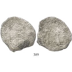 Potosi, Bolivia, cob 8 reales, 1652E, transitional Type VIII/A, ex-Haskins collection.