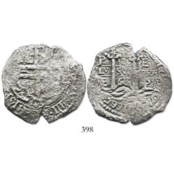 Potosi, Bolivia, cob 8 reales, 1665E.