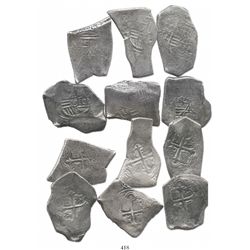 Lot of 6 Mexico City, Mexico, cob 8 reales, Charles II, assayer L or not visible.