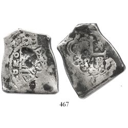 Mexico City, Mexico, cob 8 reales, 1727D, rare.