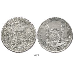 Mexico City, Mexico, pillar 8 reales, Philip V, 1734MF.