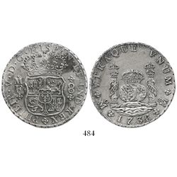 Mexico City, Mexico, pillar 8 reales, Philip V, 1736MF.