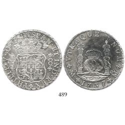 Mexico City, Mexico, pillar 8 reales, Philip V, 1737MF.