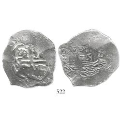 Potosi, Bolivia, cob 8 reales, 1675E.