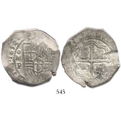 Mexico City, Mexico, cob 8 reales, 1653P, with test-cuts as from circulation in the Orient.