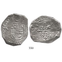 Mexico City, Mexico, cob 8 reales, 1656P, unspecified salvage.