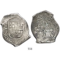 Mexico City, Mexico, cob 8 reales, 1657/6P, rare.